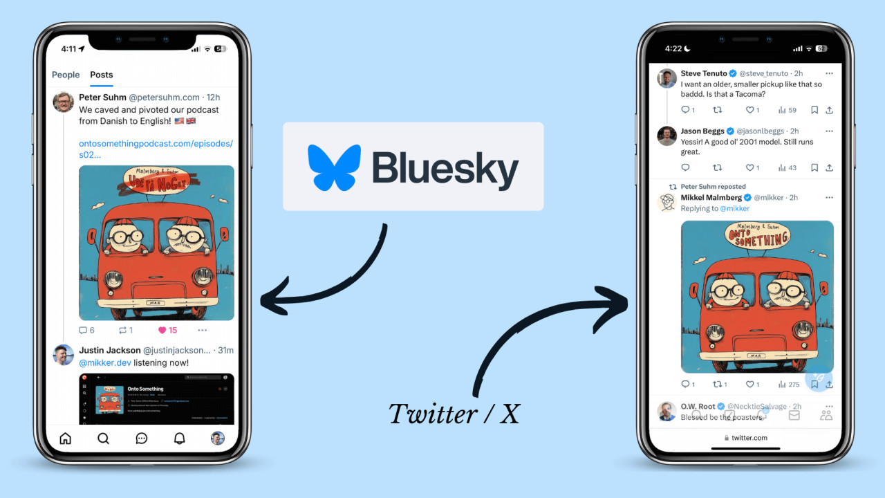 The Bluesky and Twitter apps look and function in similar ways