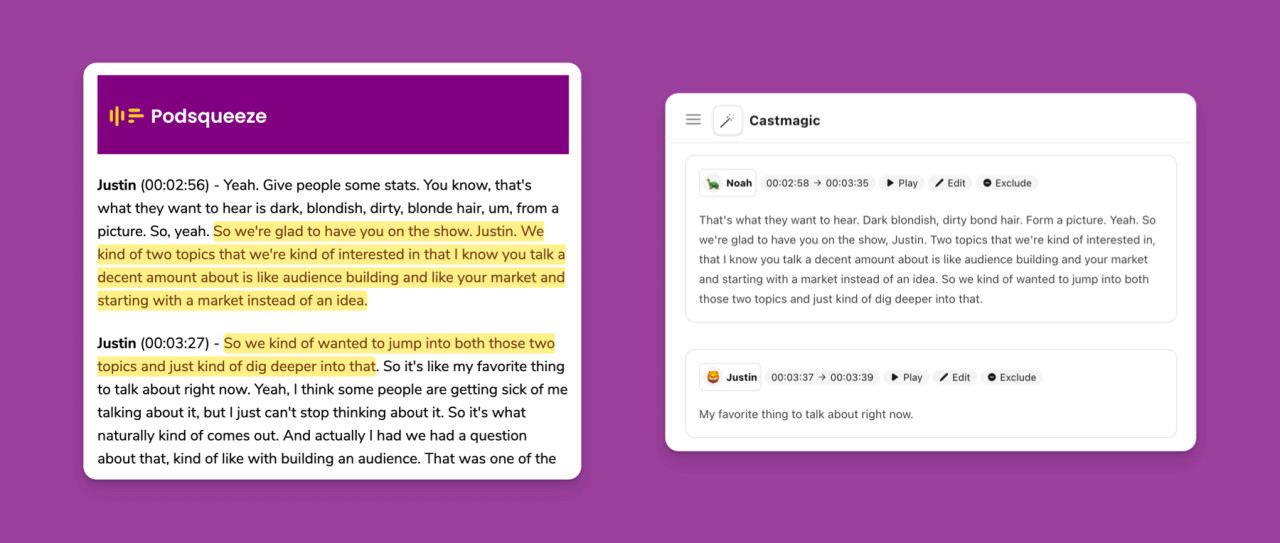Podsqueeze vs Castmagic for transcription