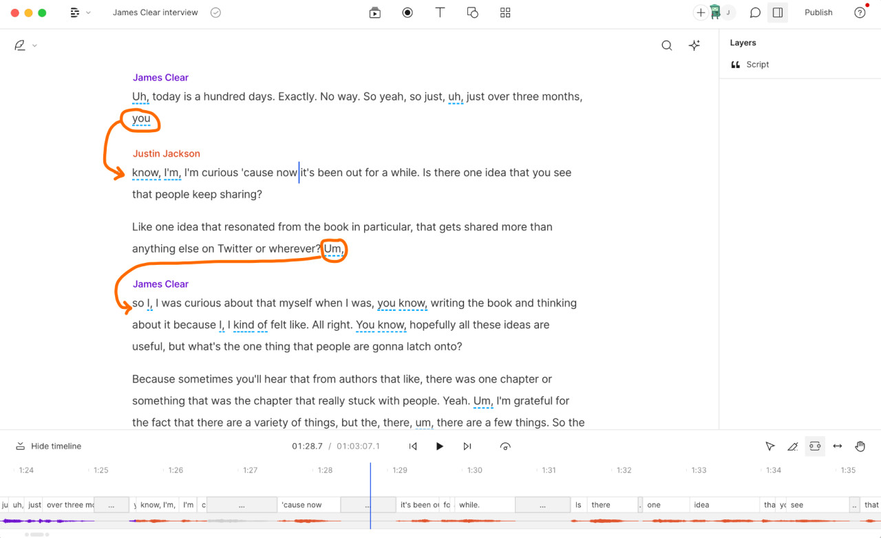 Descript automatic transcription