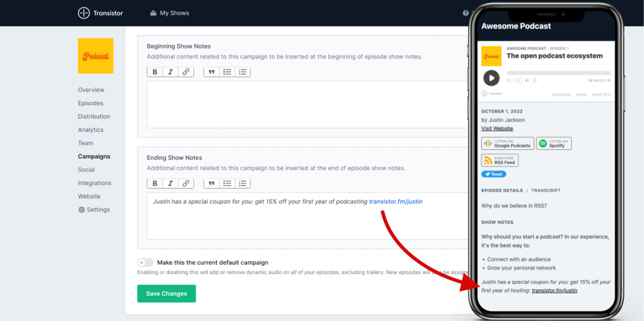 Dynamic Podcast Show Notes